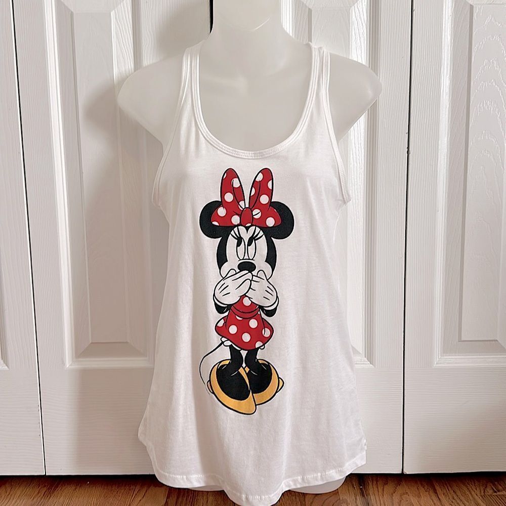 Disney White Minnie Mouse Polka Dot Tank Top